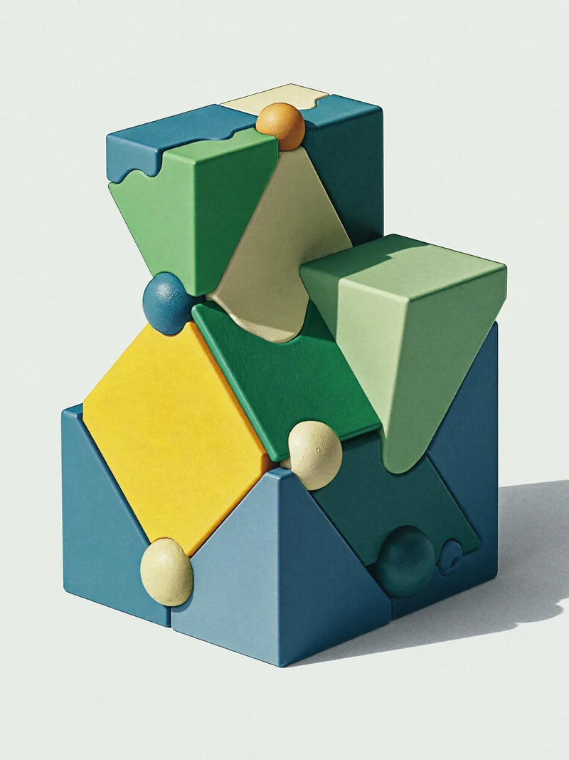 Illustration: modulares geometrisches Bauset als fiktive Designstudie