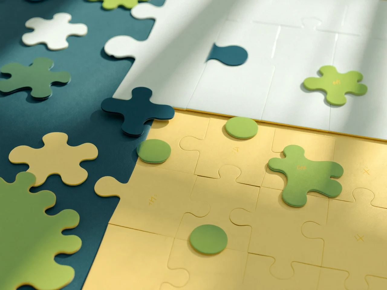 Illustriertes Materialdetail aus dem Umfeld von Puzzle- und Spielentwürfen